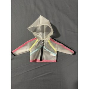 American Girl Doll Clear Hooded Rain Jacket Neon Trim Outfit Accessory HTF
